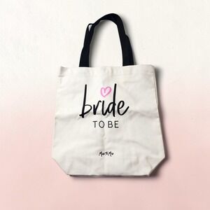 Miss To Mrs Bride To Be Canvas Tote Bag Cream Black Graphic Wedding Accessory